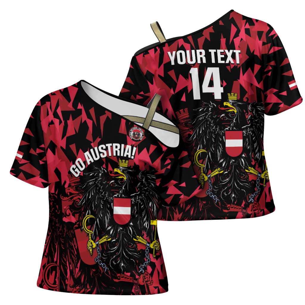 Custom Austria Football Cross Shoulder Shirt 2026 Das Team Black Eagle - Wonder Print Shop