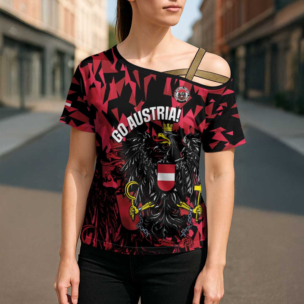 Custom Austria Football Cross Shoulder Shirt 2026 Das Team Black Eagle - Wonder Print Shop