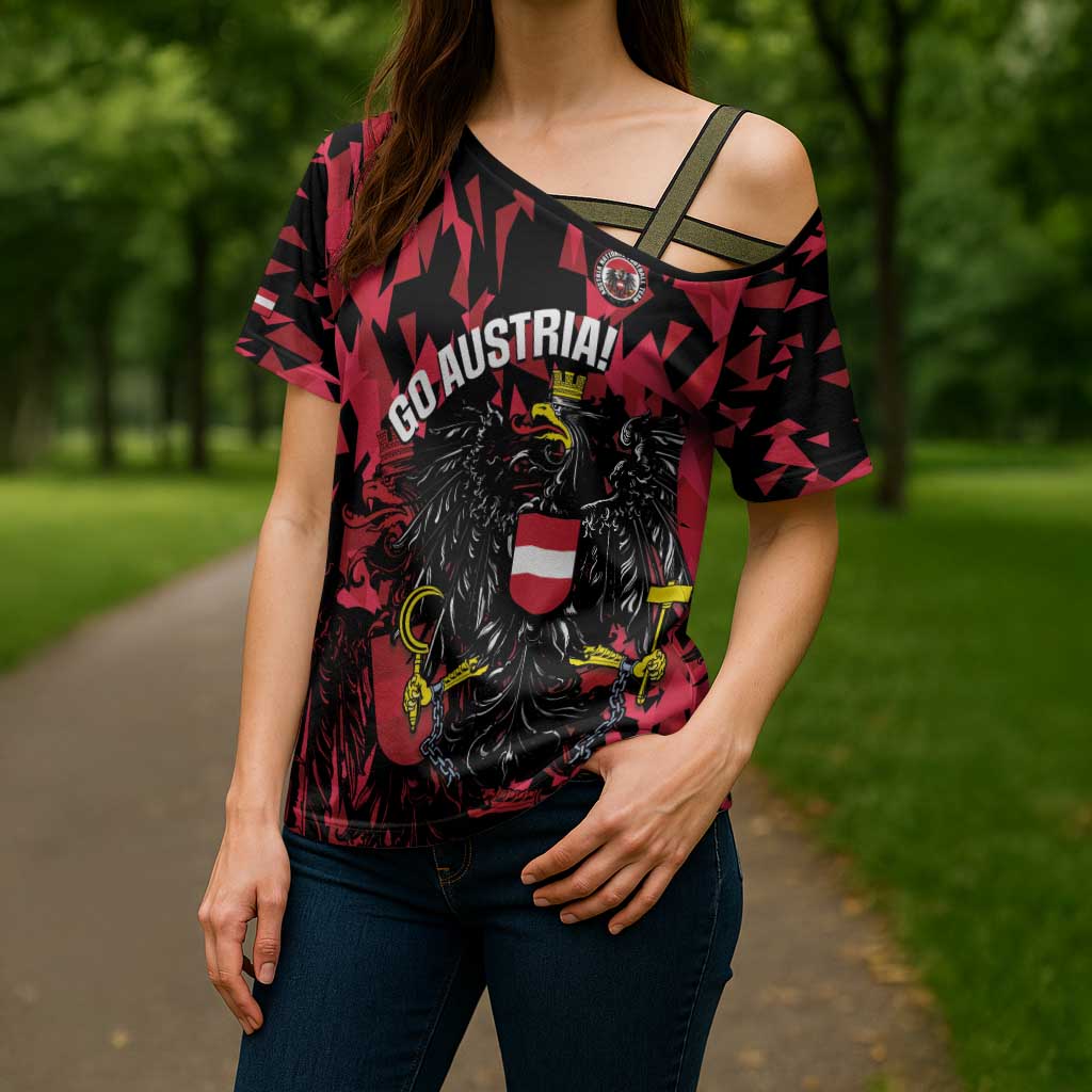 Custom Austria Football Cross Shoulder Shirt 2026 Das Team Black Eagle - Wonder Print Shop