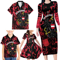 Custom Austria Football Family Matching Long Sleeve Bodycon Dress and Hawaiian Shirt 2026 Das Team Black Eagle - Wonder Print Shop