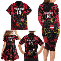 Custom Austria Football Family Matching Long Sleeve Bodycon Dress and Hawaiian Shirt 2026 Das Team Black Eagle - Wonder Print Shop