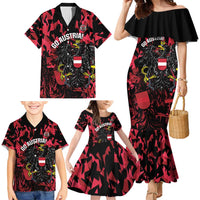 Custom Austria Football Family Matching Mermaid Dress and Hawaiian Shirt 2026 Das Team Black Eagle - Wonder Print Shop