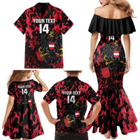 Custom Austria Football Family Matching Mermaid Dress and Hawaiian Shirt 2026 Das Team Black Eagle - Wonder Print Shop