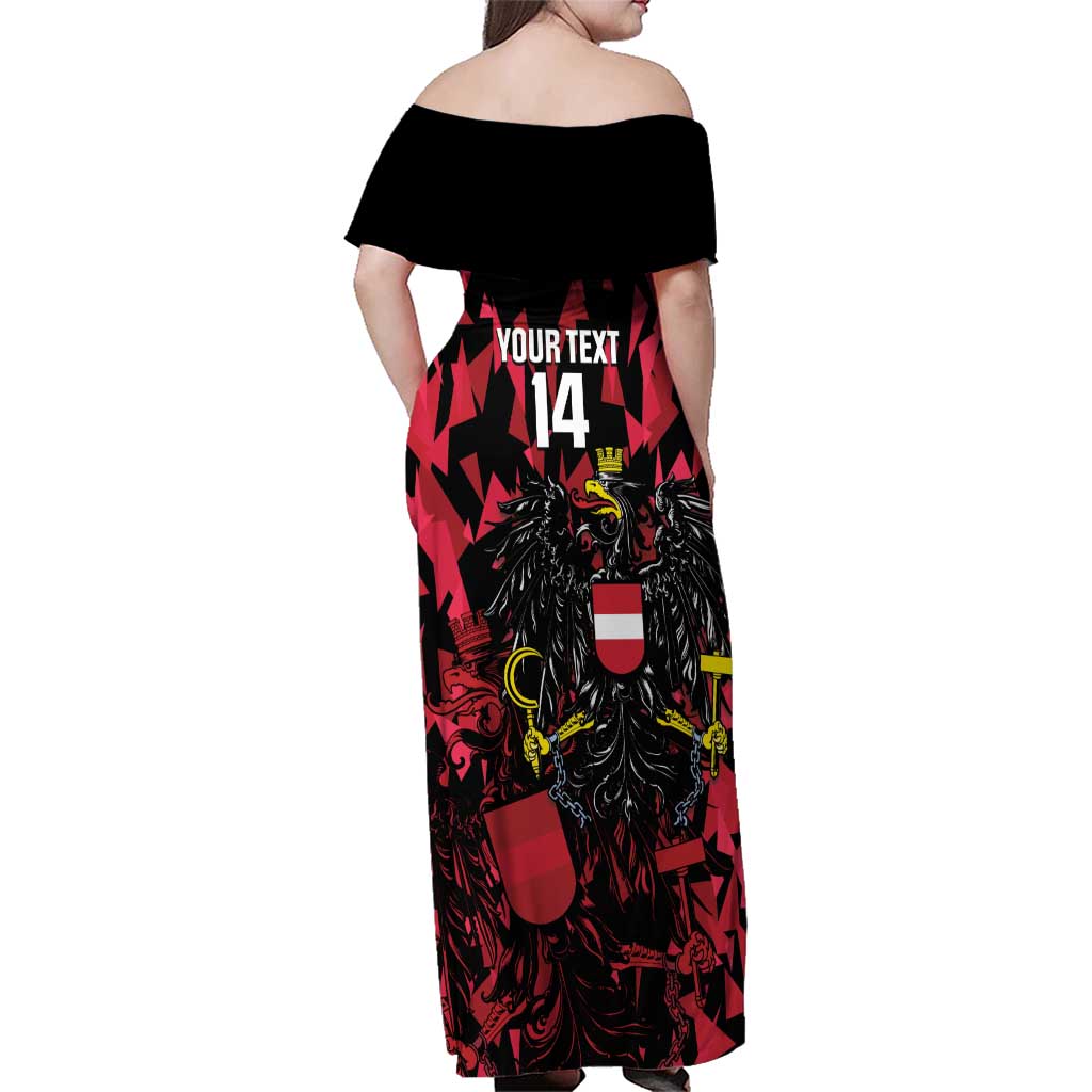 Custom Austria Football Family Matching Off Shoulder Maxi Dress and Hawaiian Shirt 2026 Das Team Black Eagle - Wonder Print Shop