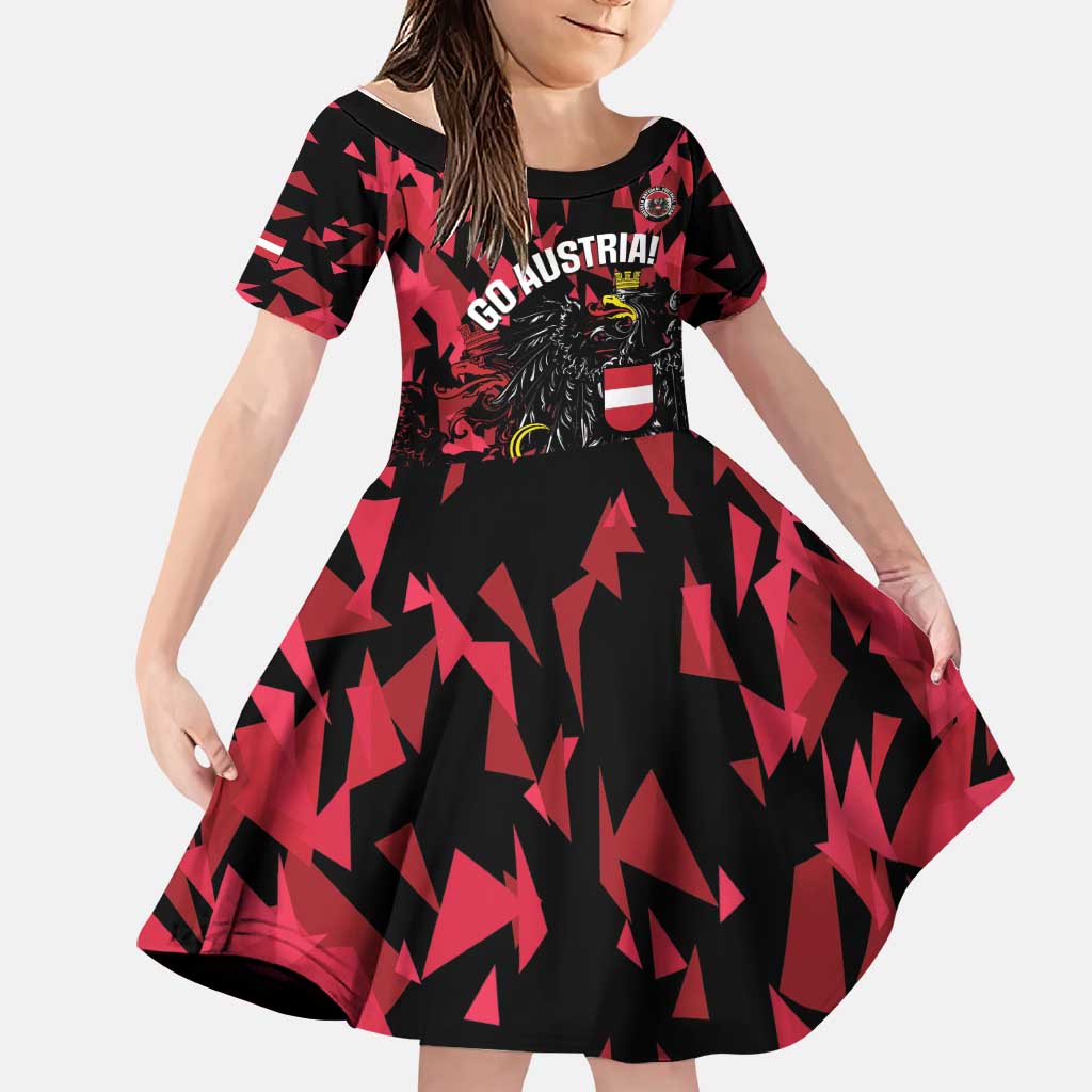 Custom Austria Football Family Matching Off Shoulder Short Dress and Hawaiian Shirt 2026 Das Team Black Eagle - Wonder Print Shop