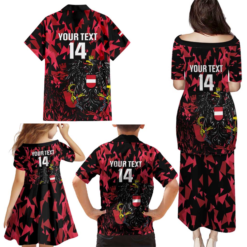 Custom Austria Football Family Matching Puletasi and Hawaiian Shirt 2026 Das Team Black Eagle - Wonder Print Shop