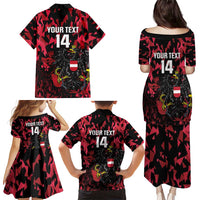 Custom Austria Football Family Matching Puletasi and Hawaiian Shirt 2026 Das Team Black Eagle - Wonder Print Shop