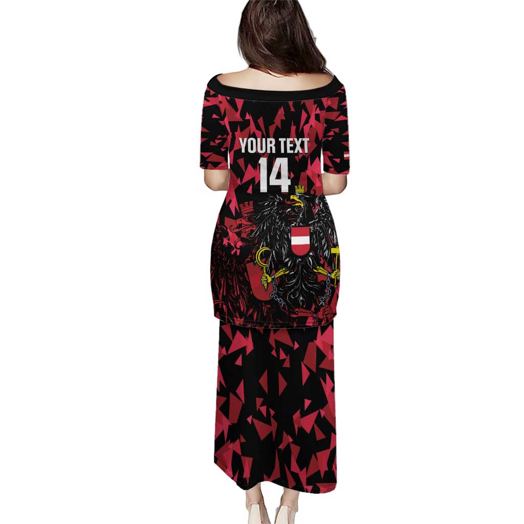 Custom Austria Football Family Matching Puletasi and Hawaiian Shirt 2026 Das Team Black Eagle - Wonder Print Shop