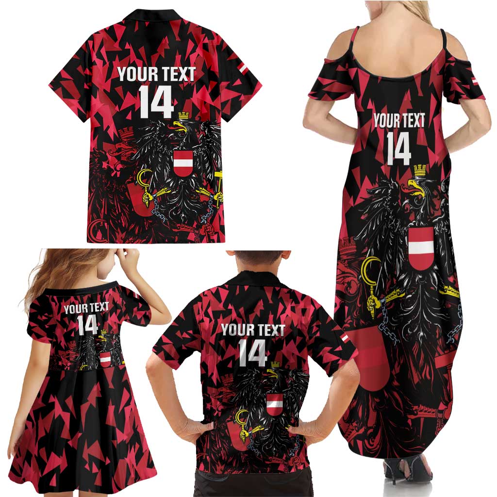 Custom Austria Football Family Matching Summer Maxi Dress and Hawaiian Shirt 2026 Das Team Black Eagle - Wonder Print Shop