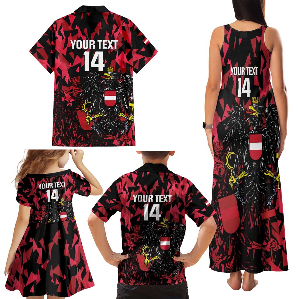 Custom Austria Football Family Matching Tank Maxi Dress and Hawaiian Shirt 2026 Das Team Black Eagle - Wonder Print Shop