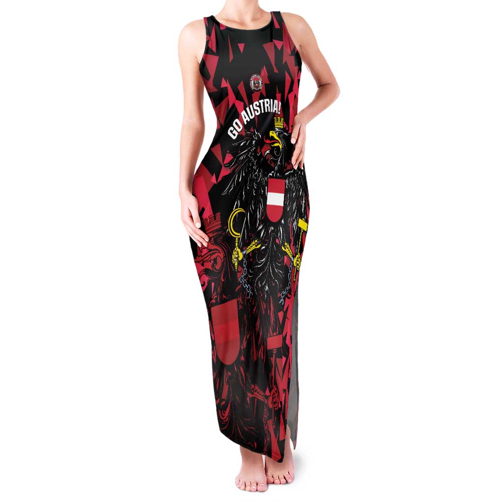 Custom Austria Football Family Matching Tank Maxi Dress and Hawaiian Shirt 2026 Das Team Black Eagle - Wonder Print Shop