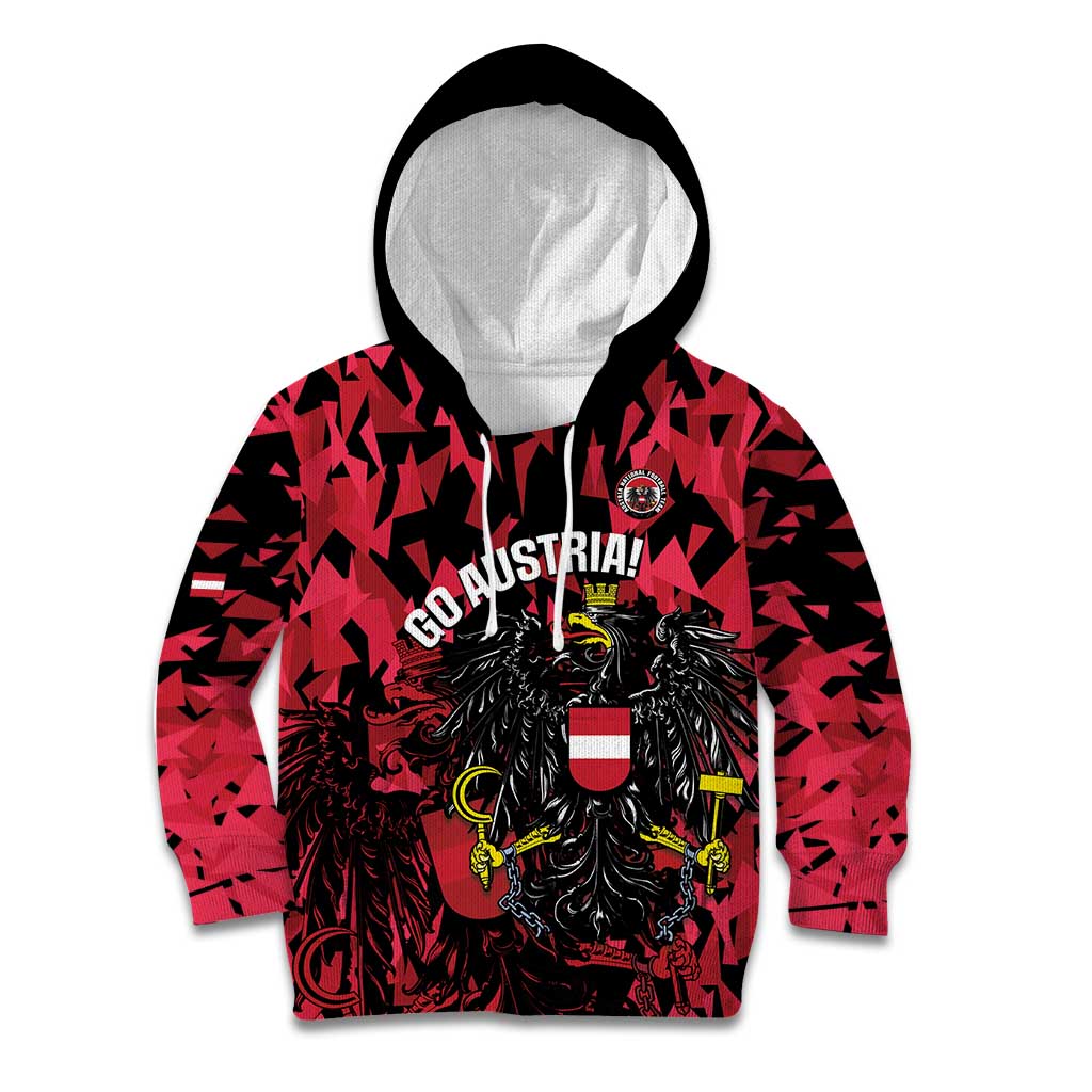 Custom Austria Football Kid Hoodie 2026 Das Team Black Eagle - Wonder Print Shop