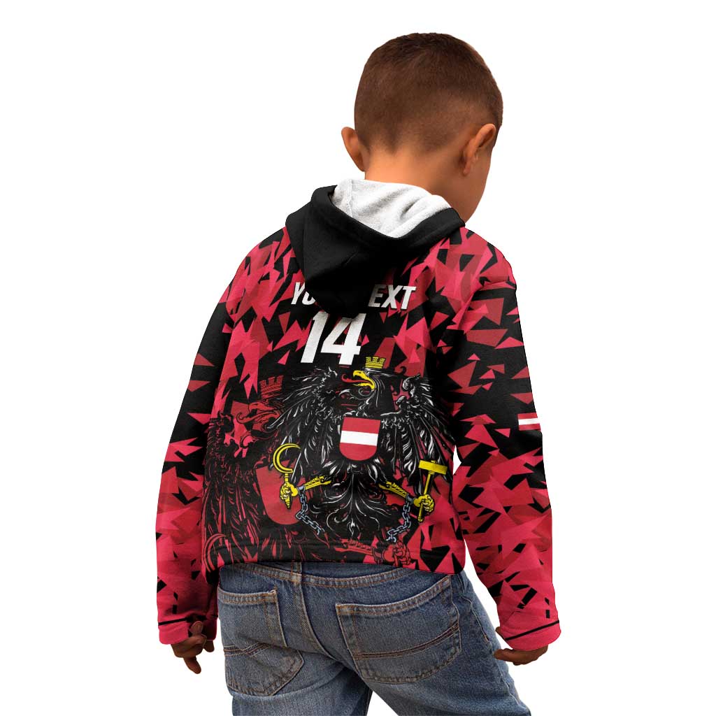 Custom Austria Football Kid Hoodie 2026 Das Team Black Eagle - Wonder Print Shop