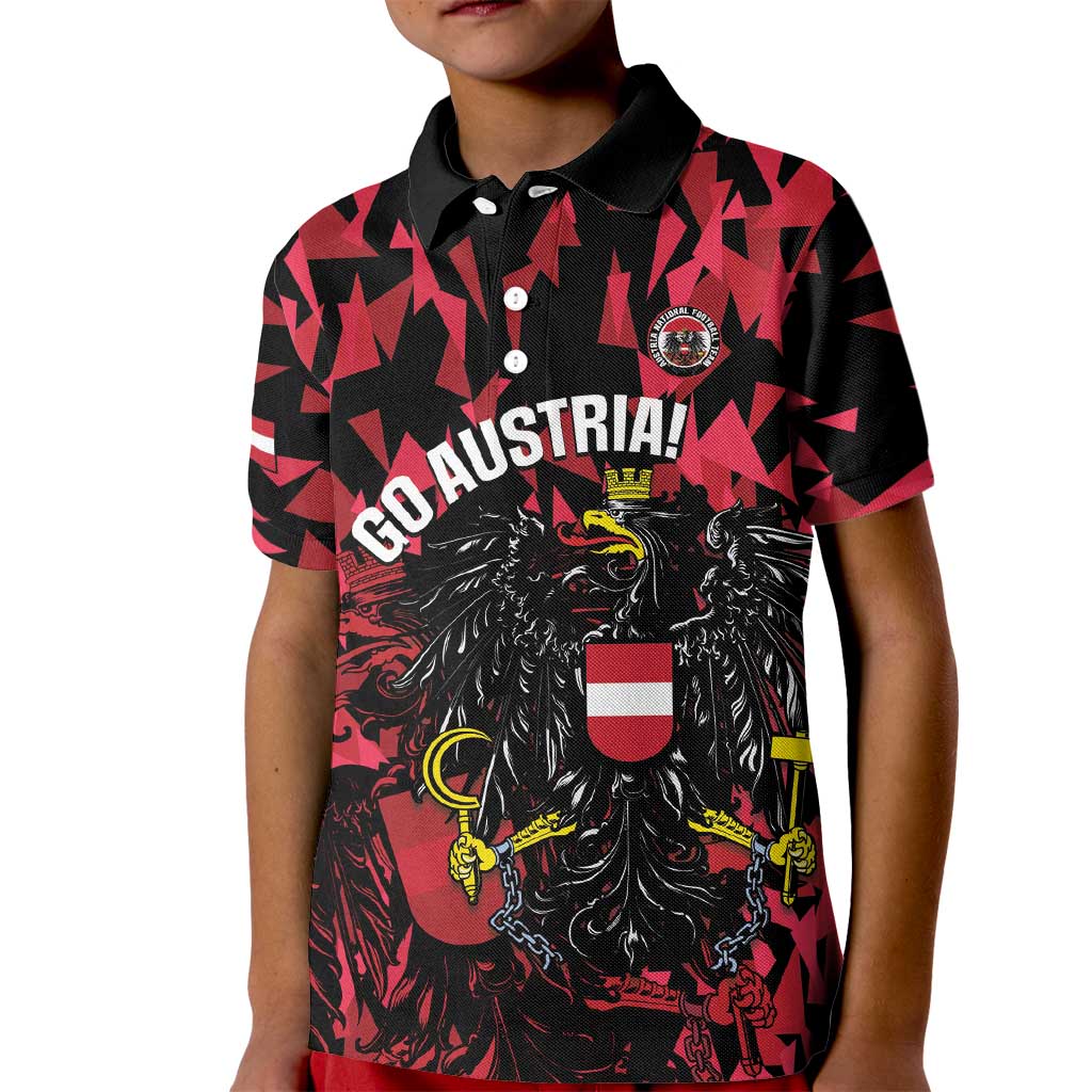 Custom Austria Football Kid Polo Shirt 2026 Das Team Black Eagle - Wonder Print Shop