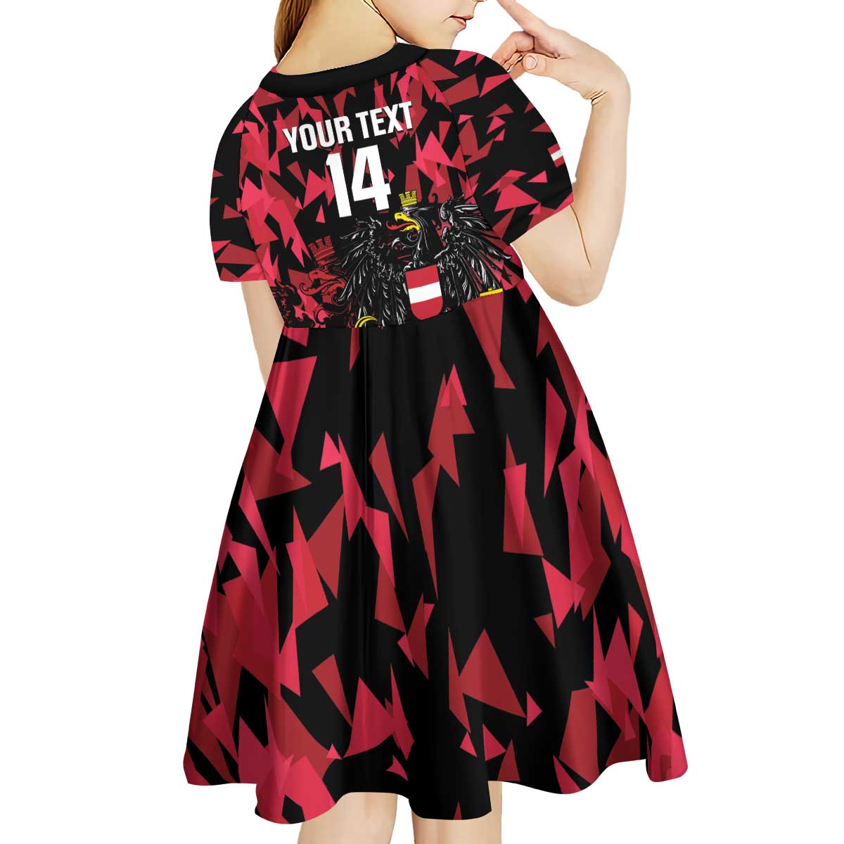 Custom Austria Football Kid Short Sleeve Dress 2026 Das Team Black Eagle - Wonder Print Shop