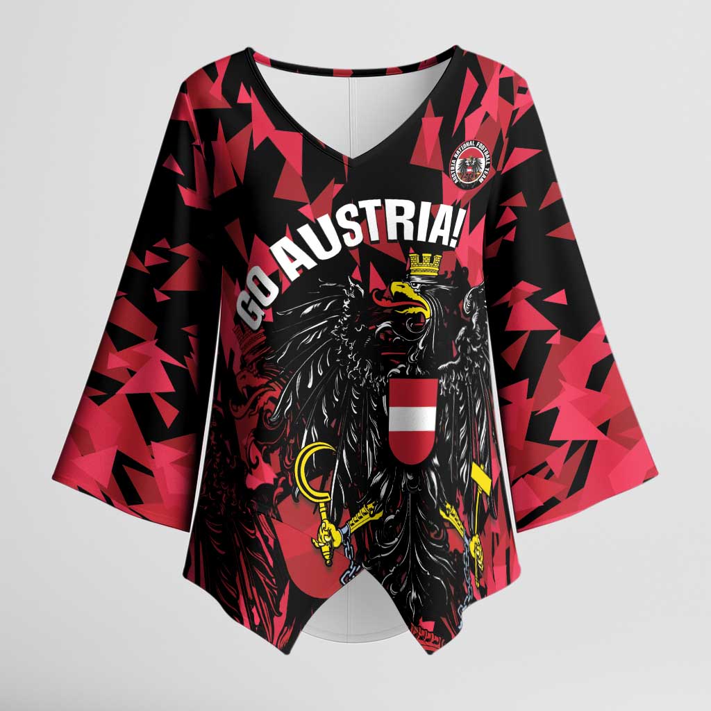 Custom Austria Football Kimono Sleeve Blouse 2026 Das Team Black Eagle - Wonder Print Shop
