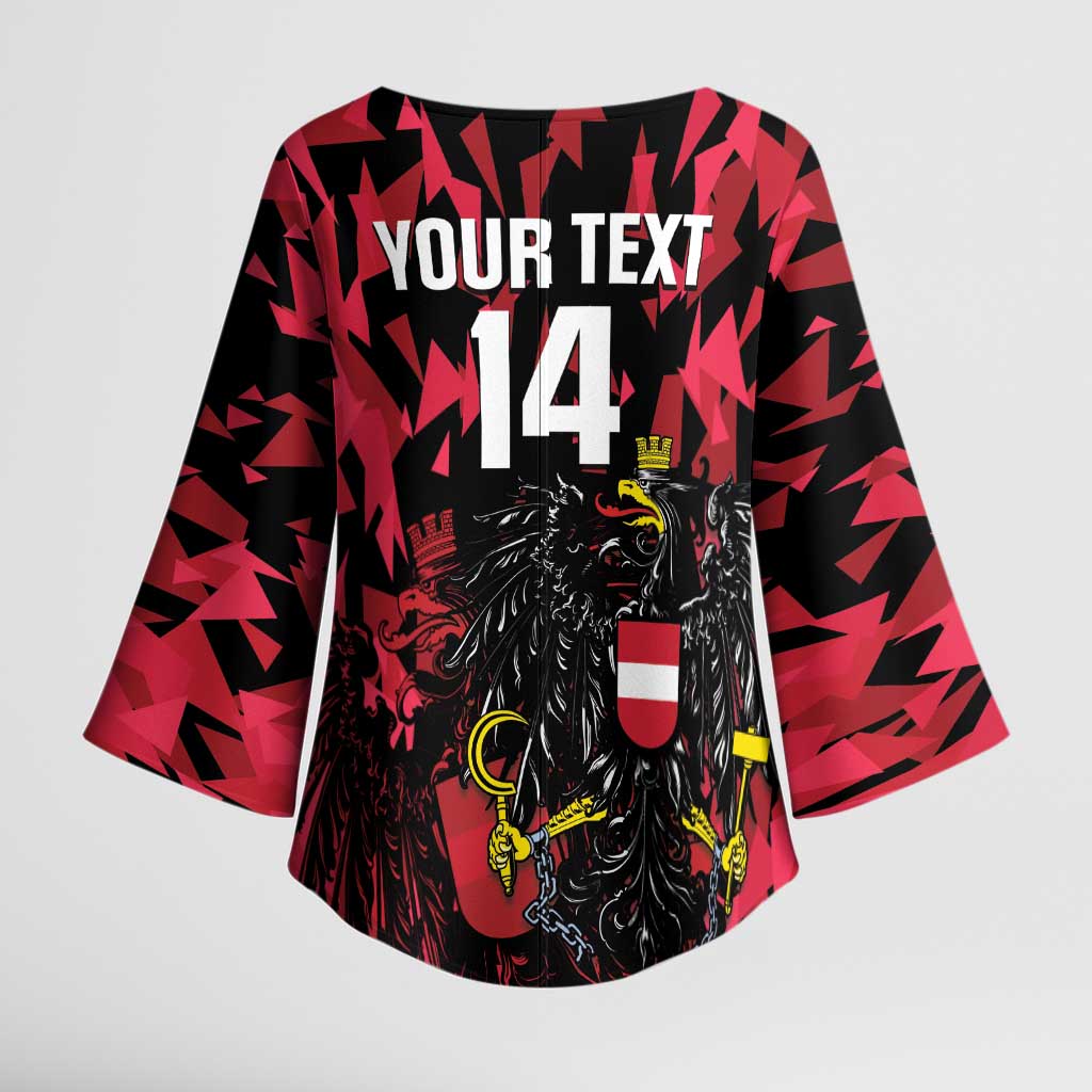 Custom Austria Football Kimono Sleeve Blouse 2026 Das Team Black Eagle - Wonder Print Shop
