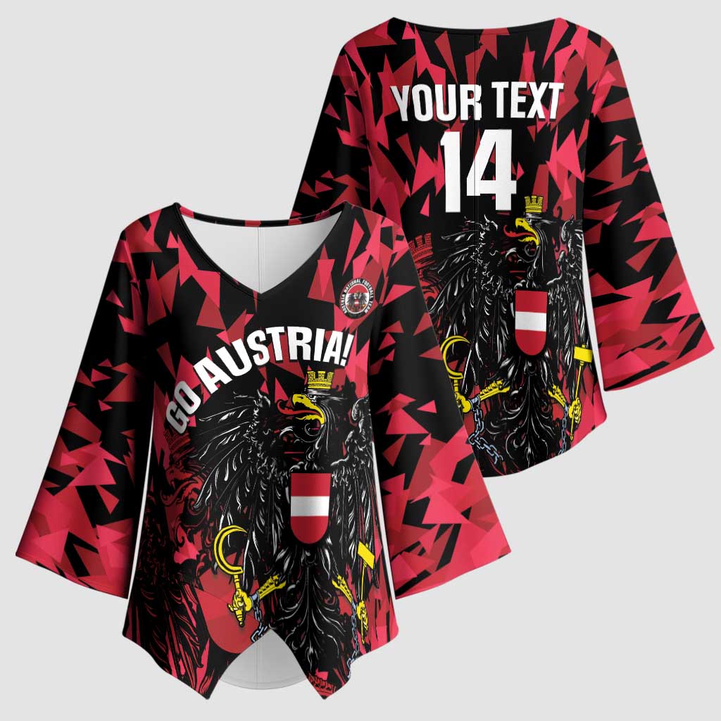 Custom Austria Football Kimono Sleeve Blouse 2026 Das Team Black Eagle - Wonder Print Shop