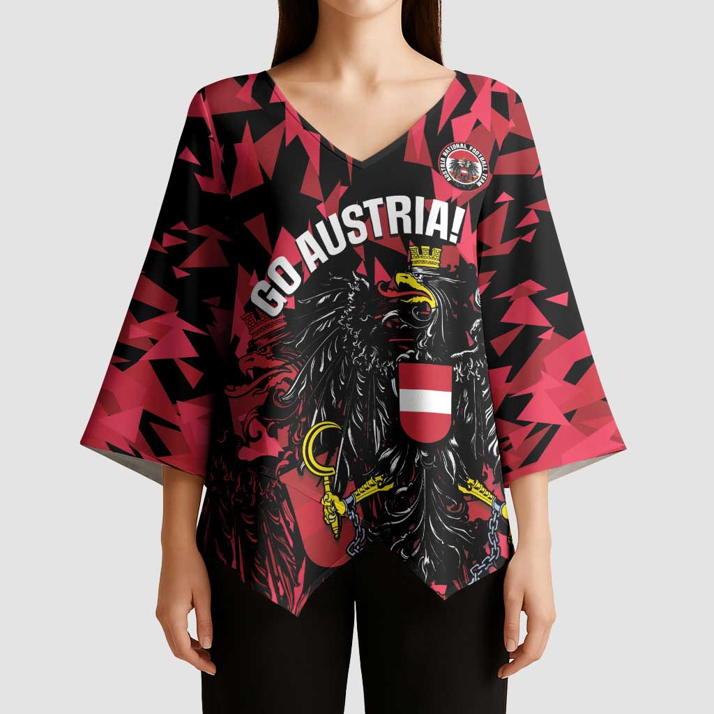 Custom Austria Football Kimono Sleeve Blouse 2026 Das Team Black Eagle - Wonder Print Shop