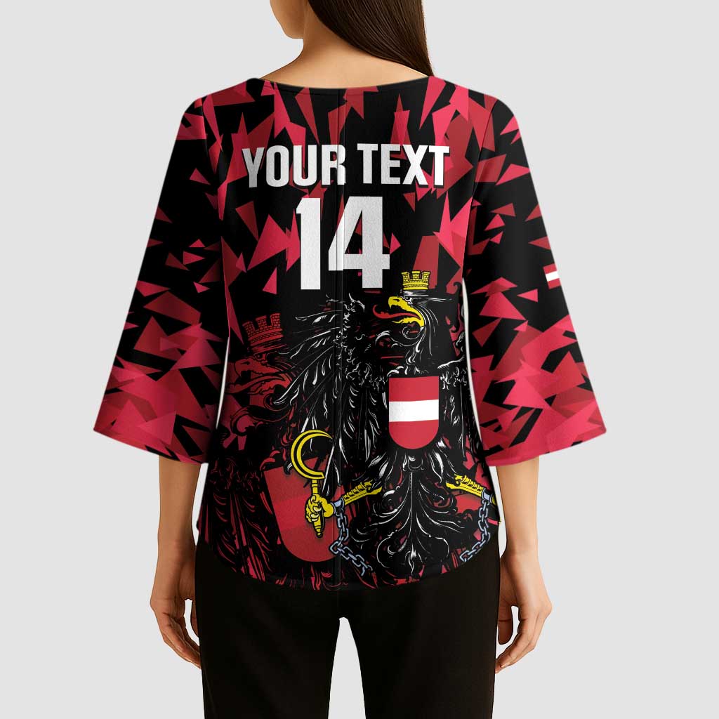 Custom Austria Football Kimono Sleeve Blouse 2026 Das Team Black Eagle - Wonder Print Shop
