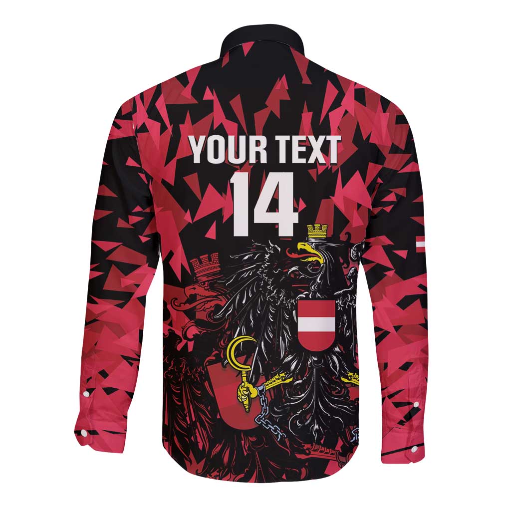 Custom Austria Football Long Sleeve Button Shirt 2026 Das Team Black Eagle - Wonder Print Shop
