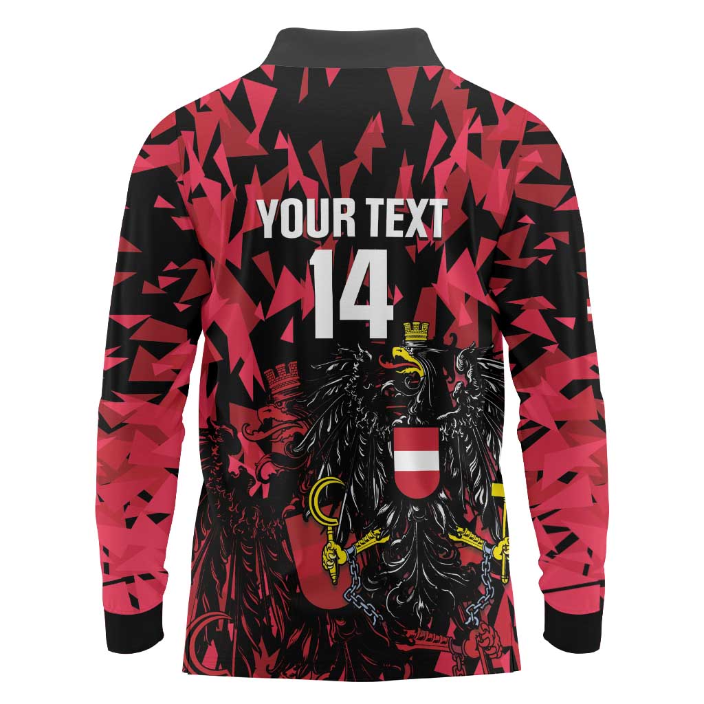 Custom Austria Football Long Sleeve Polo Shirt 2026 Das Team Black Eagle - Wonder Print Shop