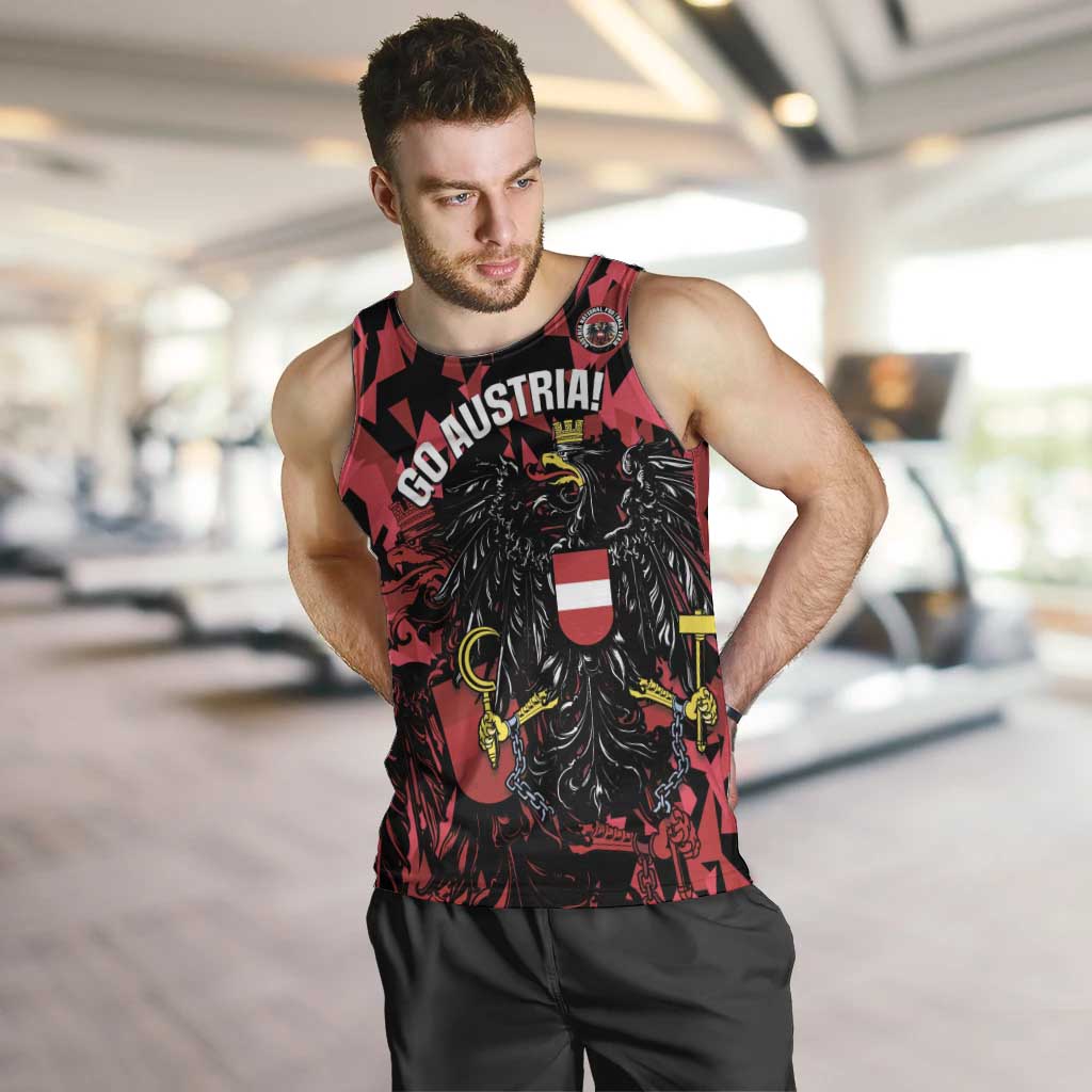 Custom Austria Football Men Tank Top 2026 Das Team Black Eagle - Wonder Print Shop