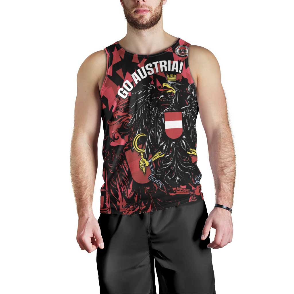 Custom Austria Football Men Tank Top 2026 Das Team Black Eagle - Wonder Print Shop