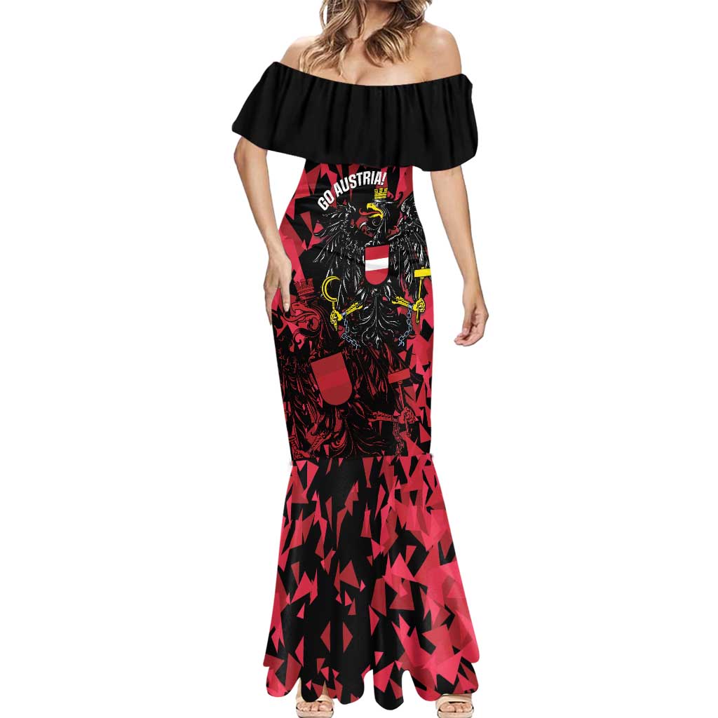 Custom Austria Football Mermaid Dress 2026 Das Team Black Eagle - Wonder Print Shop