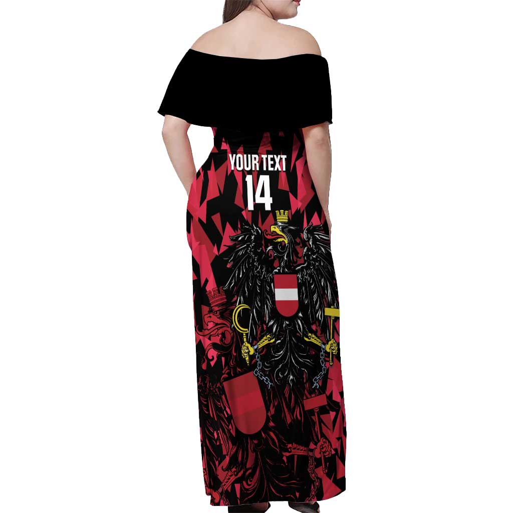 Custom Austria Football Off Shoulder Maxi Dress 2026 Das Team Black Eagle - Wonder Print Shop