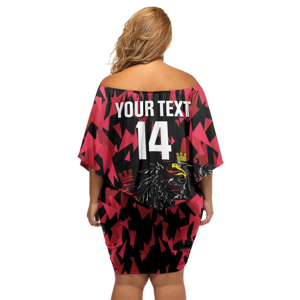 Custom Austria Football Off Shoulder Short Dress 2026 Das Team Black Eagle - Wonder Print Shop