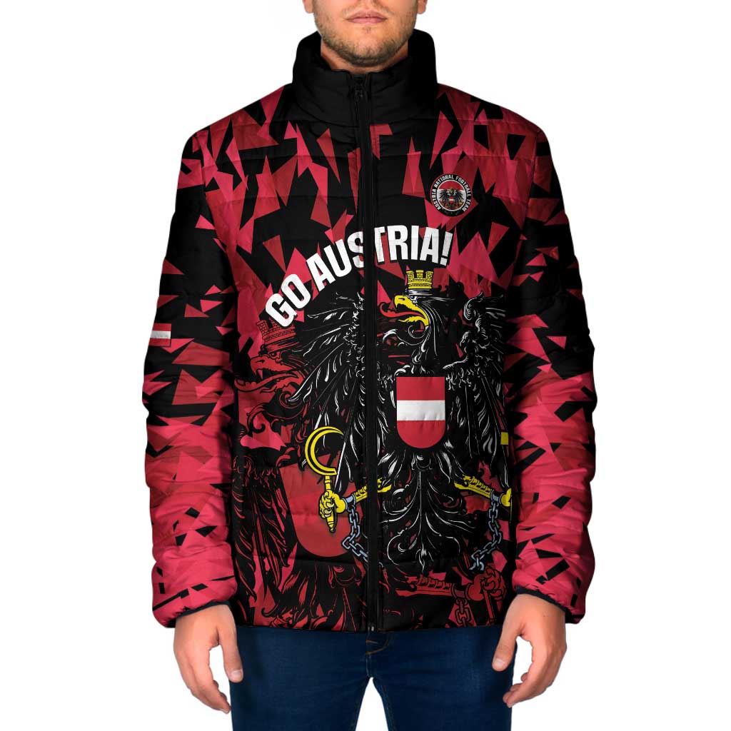 Custom Austria Football Padded Jacket 2026 Das Team Black Eagle - Wonder Print Shop