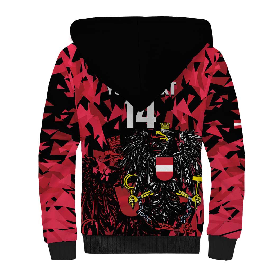Custom Austria Football Sherpa Hoodie 2026 Das Team Black Eagle - Wonder Print Shop