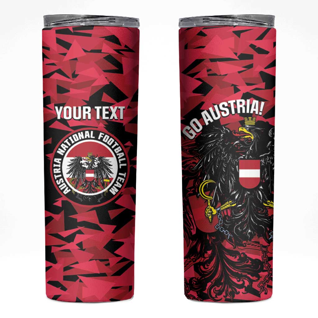 Custom Austria Football Skinny Tumbler 2026 Das Team Black Eagle - Wonder Print Shop