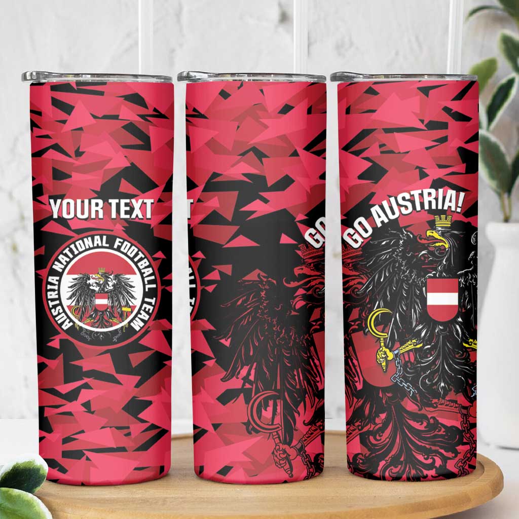 Custom Austria Football Skinny Tumbler 2026 Das Team Black Eagle - Wonder Print Shop