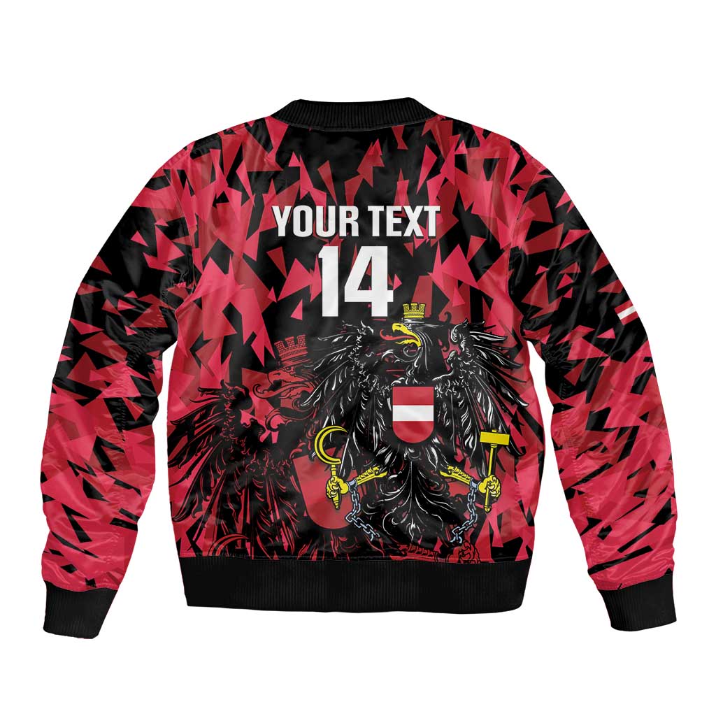 Custom Austria Football Sleeve Zip Bomber Jacket 2026 Das Team Black Eagle - Wonder Print Shop