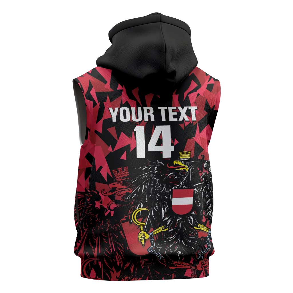 Custom Austria Football Sleeveless Hoodie 2026 Das Team Black Eagle - Wonder Print Shop