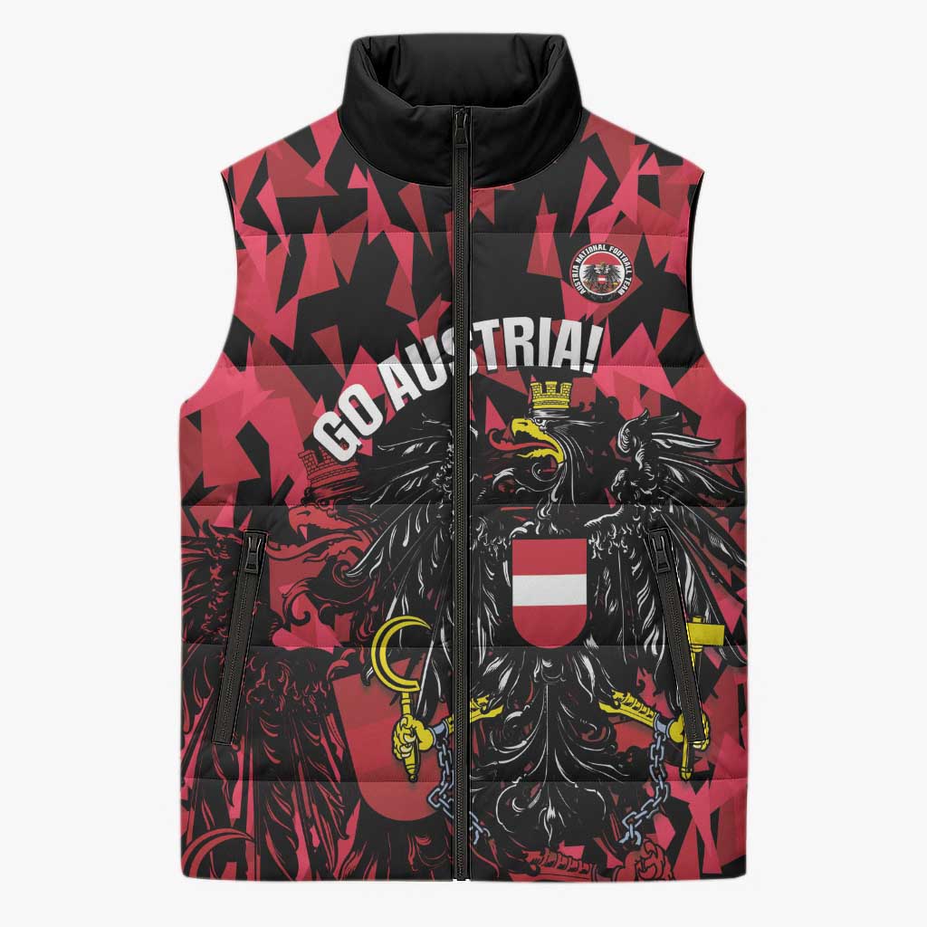 Custom Austria Football Sleeveless Puffer Jacket 2026 Das Team Black Eagle - Wonder Print Shop