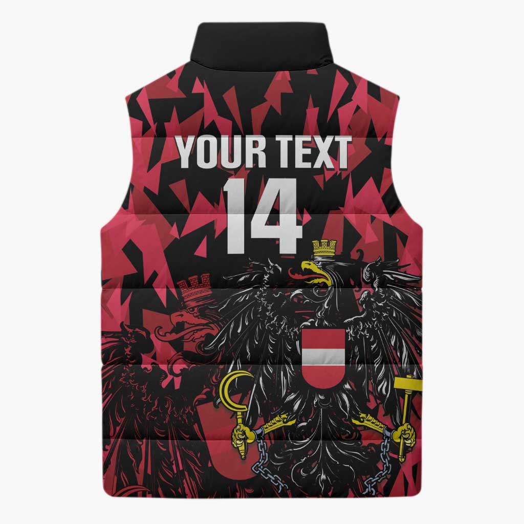 Custom Austria Football Sleeveless Puffer Jacket 2026 Das Team Black Eagle - Wonder Print Shop