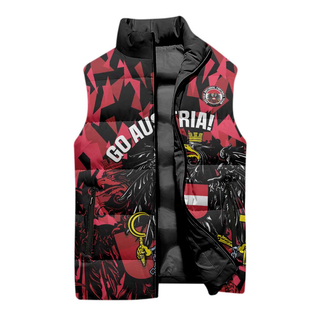 Custom Austria Football Sleeveless Puffer Jacket 2026 Das Team Black Eagle - Wonder Print Shop