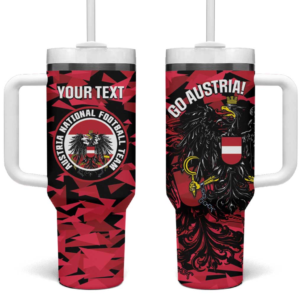 Custom Austria Football Tumbler With Handle 2026 Das Team Black Eagle - Wonder Print Shop