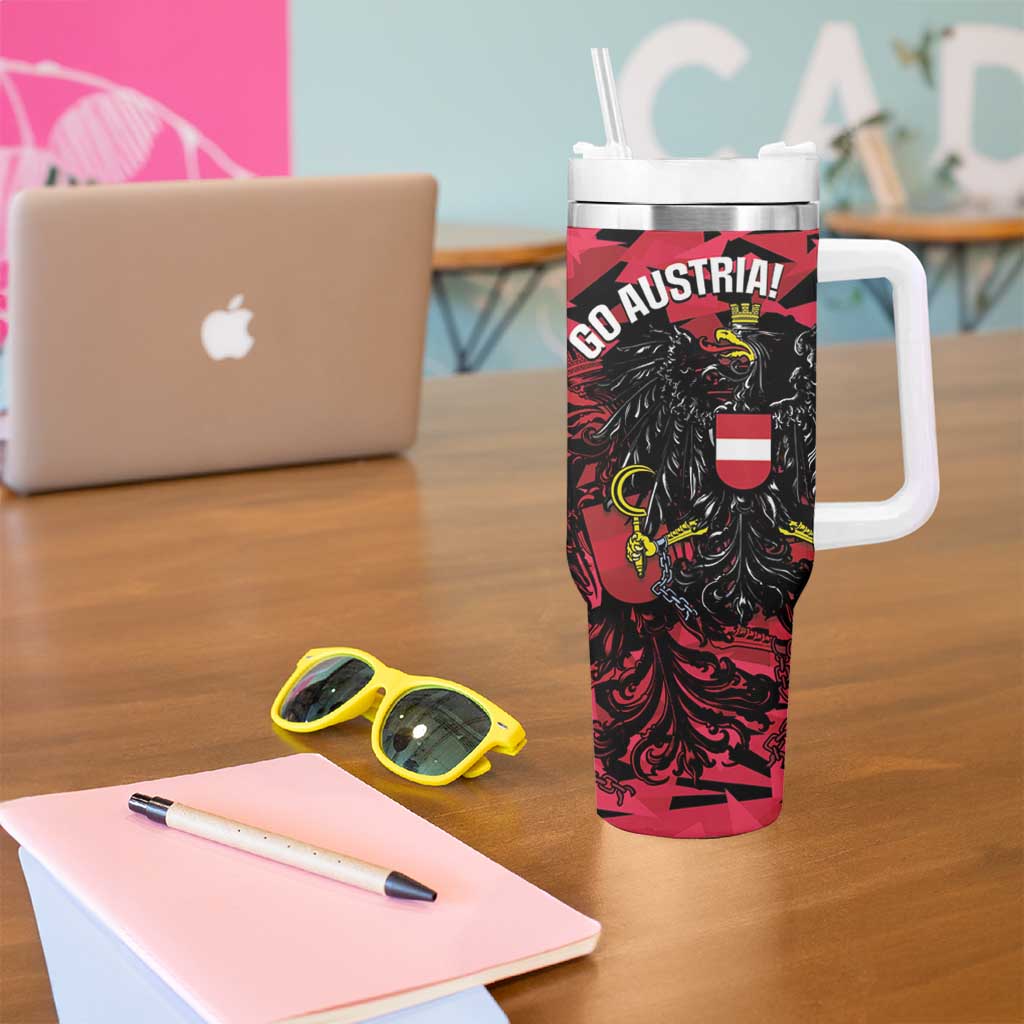 Custom Austria Football Tumbler With Handle 2026 Das Team Black Eagle - Wonder Print Shop