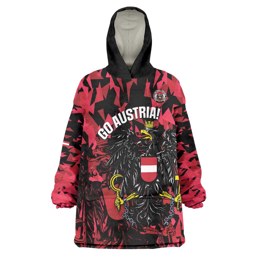 Custom Austria Football Wearable Blanket Hoodie 2026 Das Team Black Eagle - Wonder Print Shop