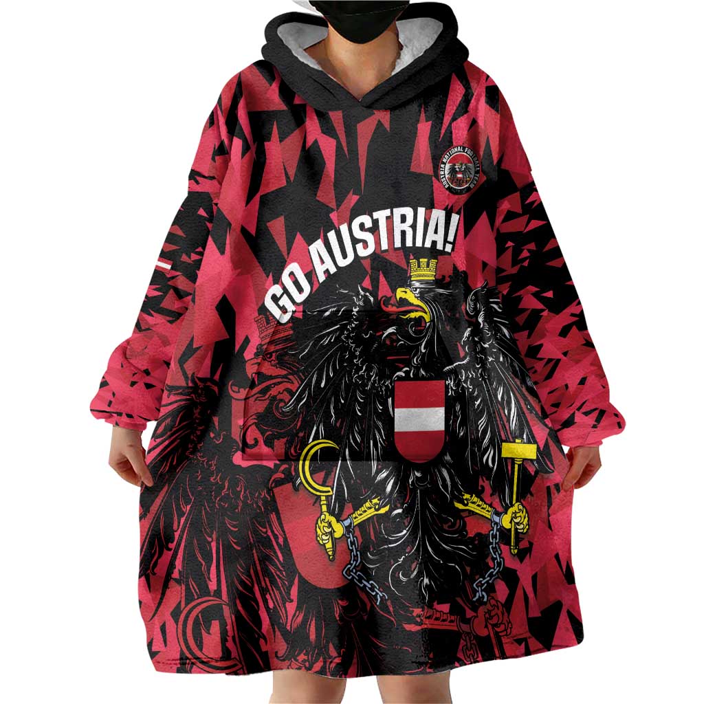 Custom Austria Football Wearable Blanket Hoodie 2026 Das Team Black Eagle - Wonder Print Shop