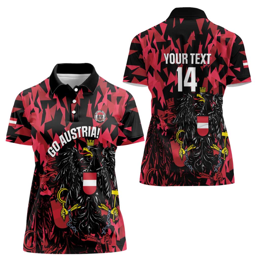 Custom Austria Football Women Polo Shirt 2026 Das Team Black Eagle - Wonder Print Shop