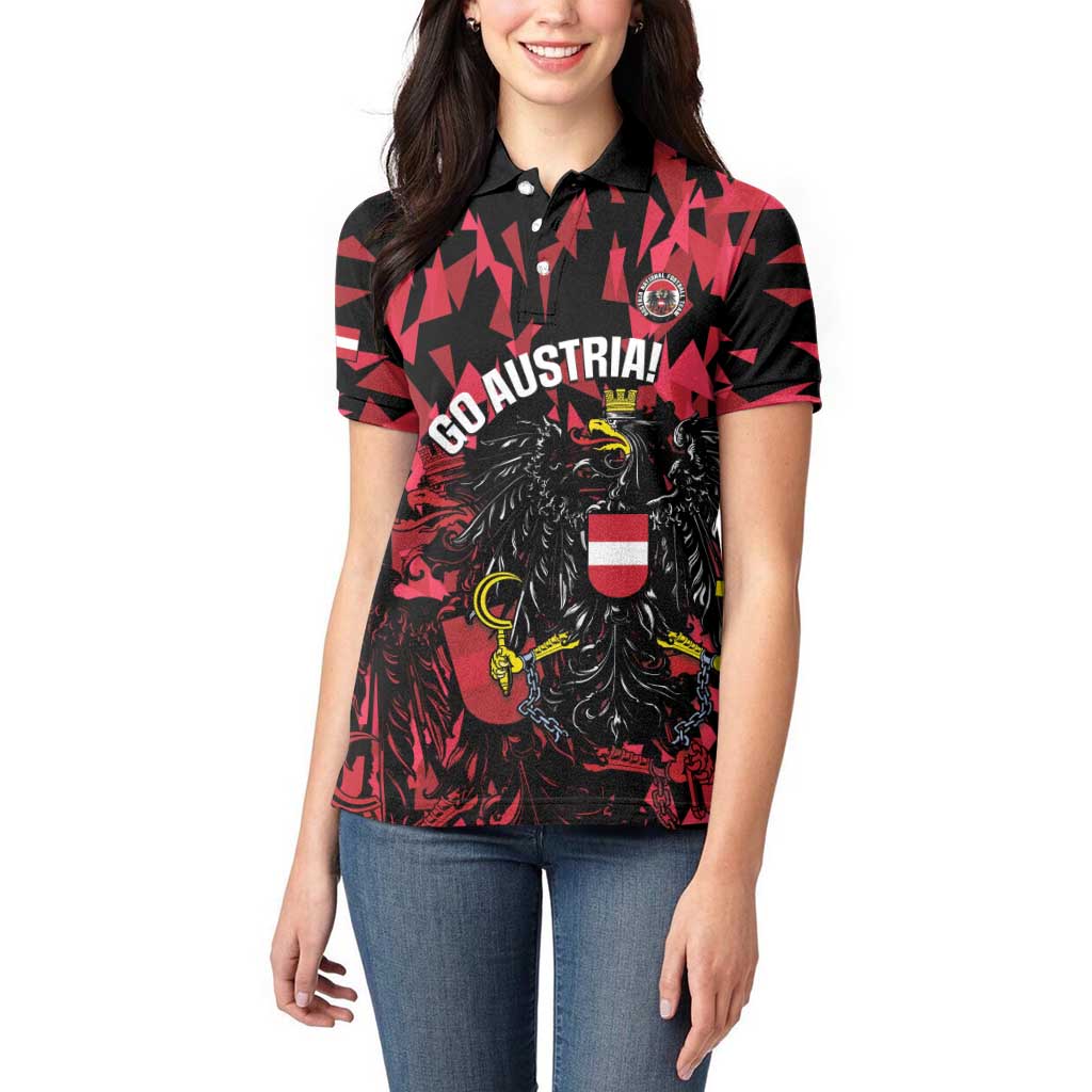 Custom Austria Football Women Polo Shirt 2026 Das Team Black Eagle - Wonder Print Shop