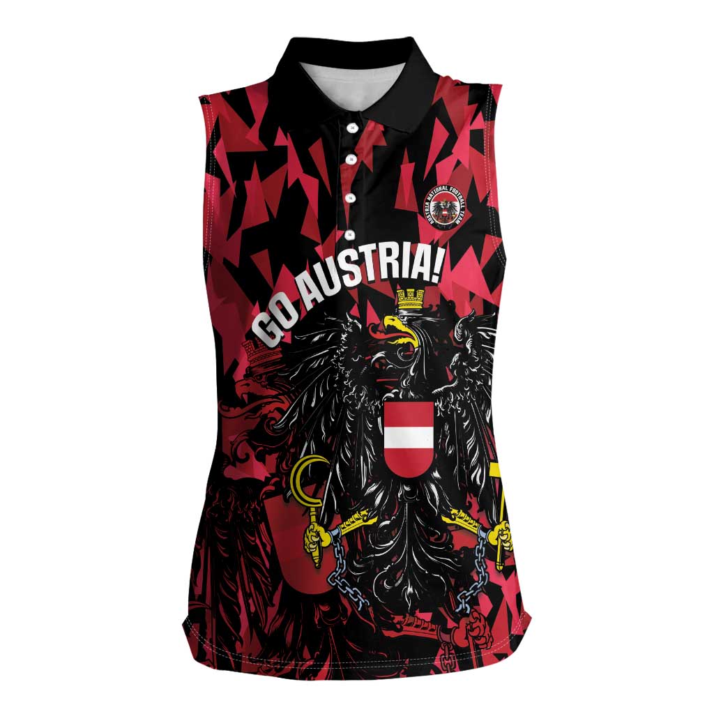 Custom Austria Football Women Sleeveless Polo Shirt 2026 Das Team Black Eagle - Wonder Print Shop