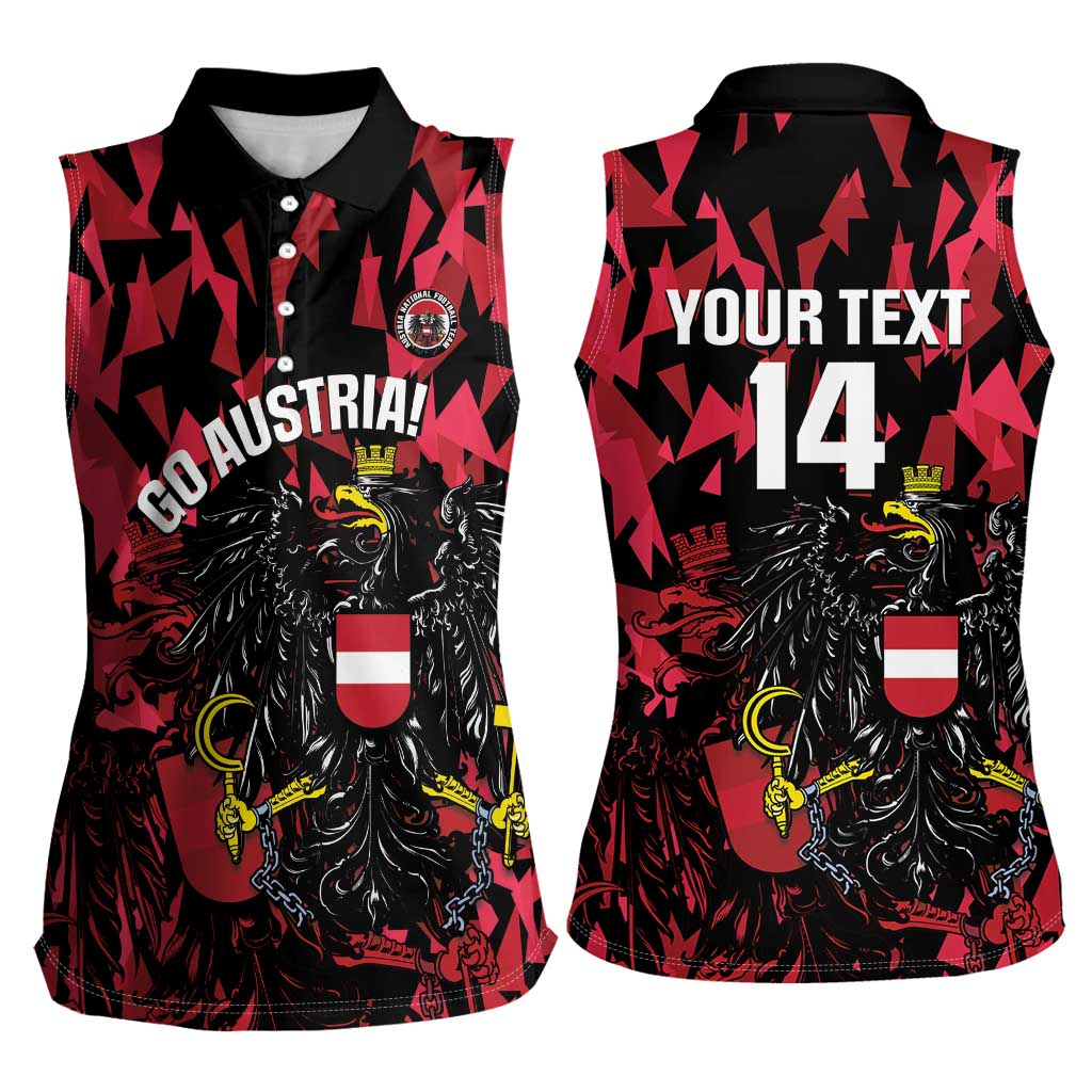 Custom Austria Football Women Sleeveless Polo Shirt 2026 Das Team Black Eagle - Wonder Print Shop
