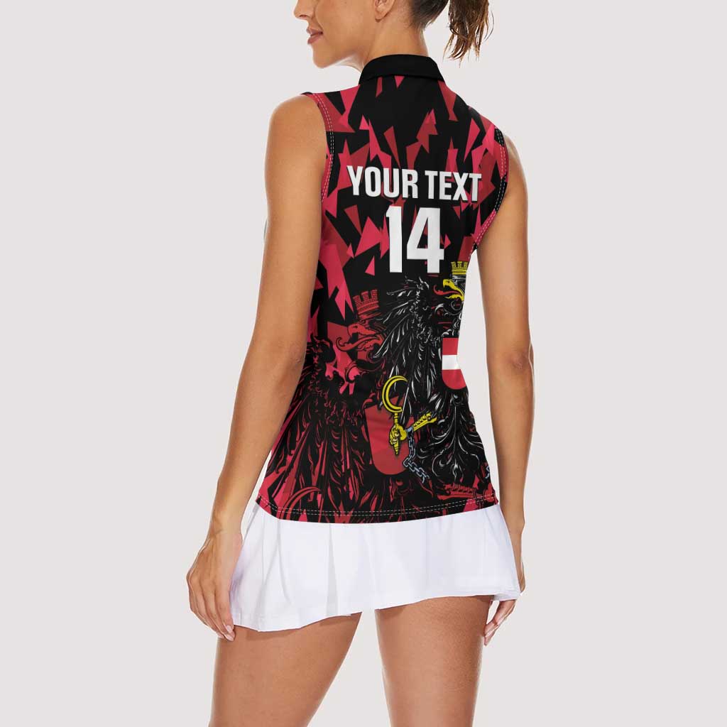 Custom Austria Football Women Sleeveless Polo Shirt 2026 Das Team Black Eagle - Wonder Print Shop