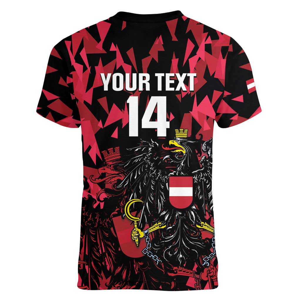 Custom Austria Football Women V-Neck T-Shirt 2026 Das Team Black Eagle - Wonder Print Shop